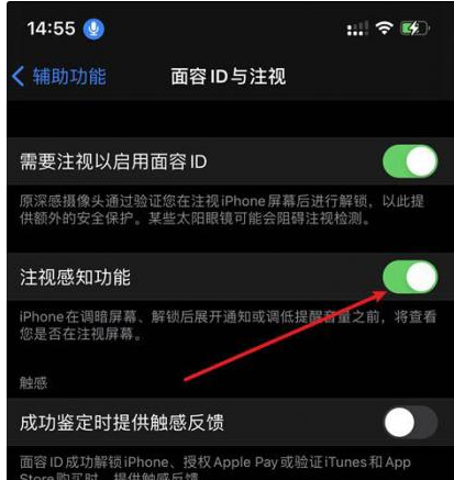 龙岩苹果14维修网点分享iPhone14注视感知功能有什么用 