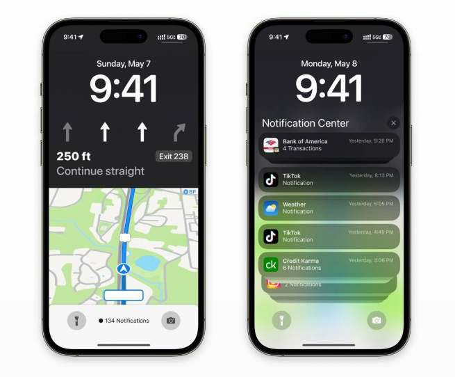 龙岩苹果维修服务分享iOS17锁屏地图导航半屏显示长什么样 